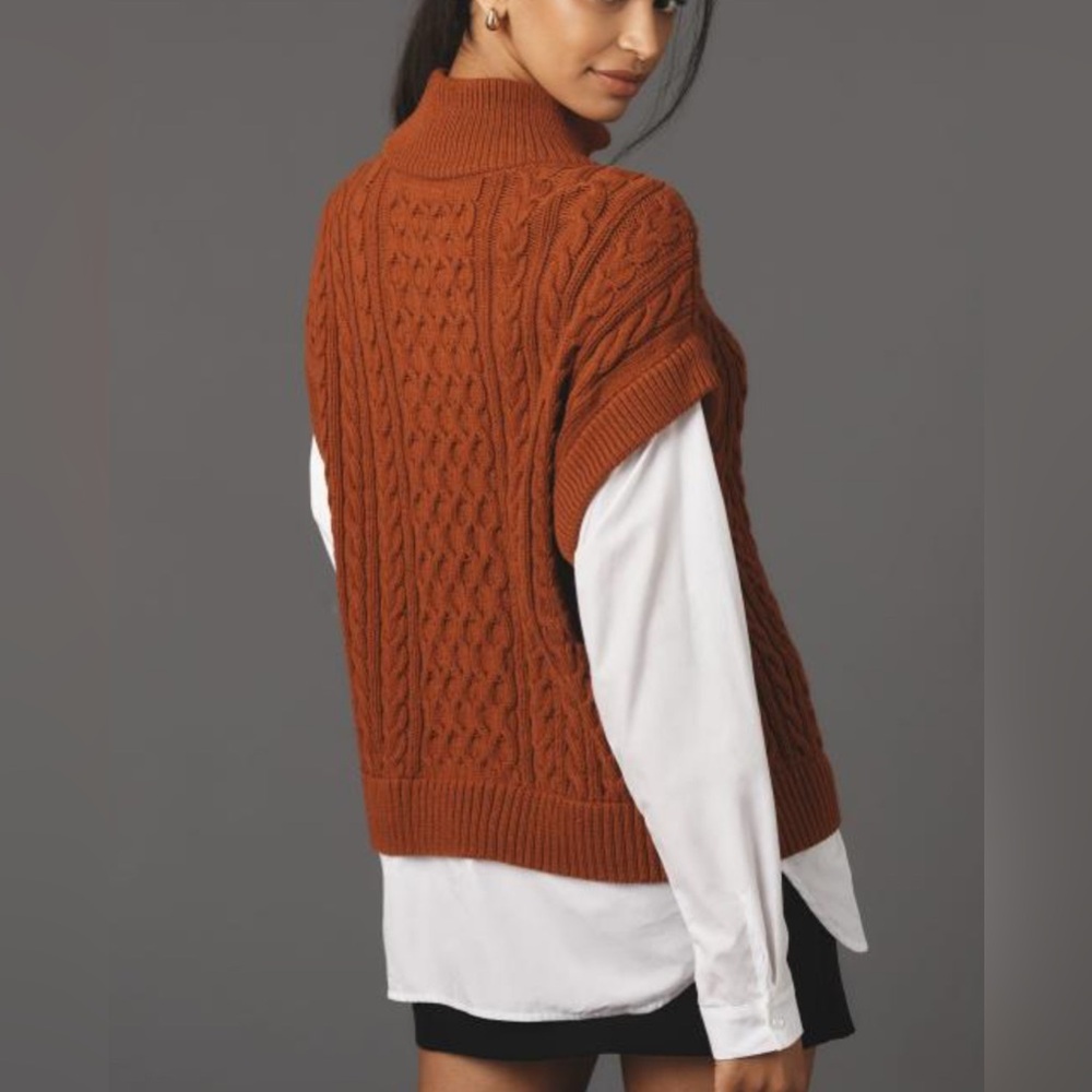 Anthropologie Layered Cable Knit Twofer Turtleneck Sweater